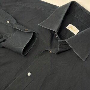 Brioni Dress Shirt Mens 41 16 Black Button Up Long Sleeve Italy